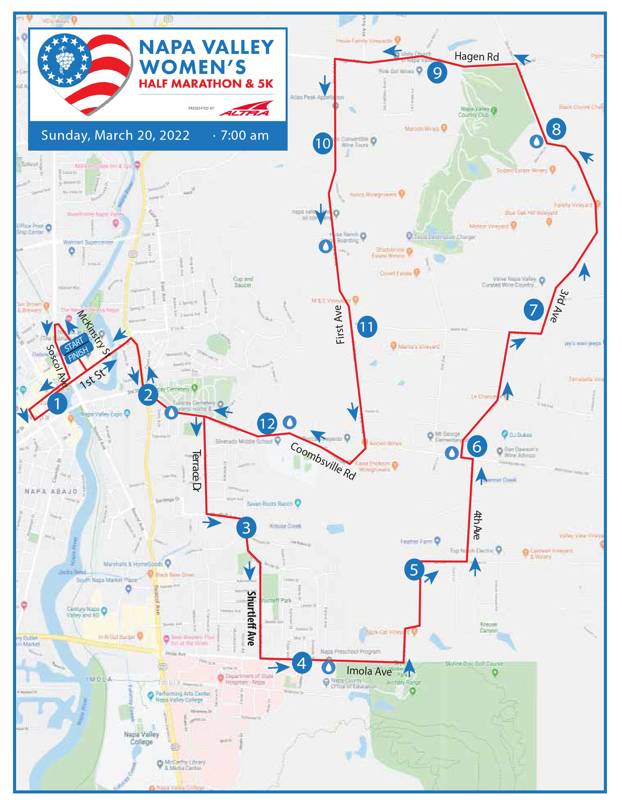 Race Course | Napa Valley Women's Half Marathon and 5K | Napa, CA